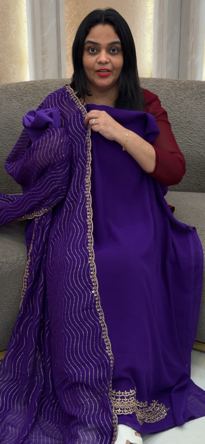 FAUX GEORGETET UNSTITCHED SALWAR SUITS  - NUWA - 1298