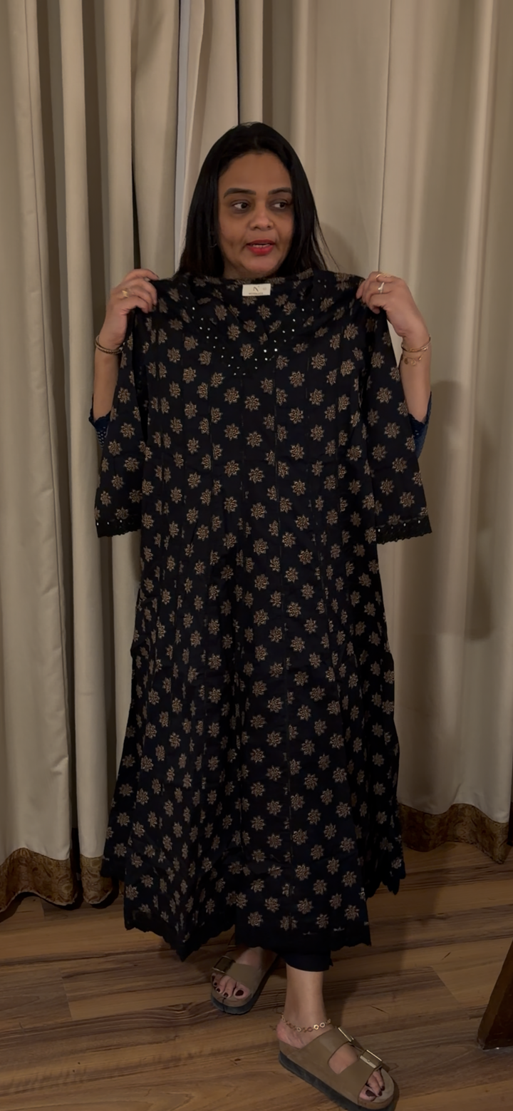 PRINTED COTTON ANARKALI TOPS - NUWA - 1130