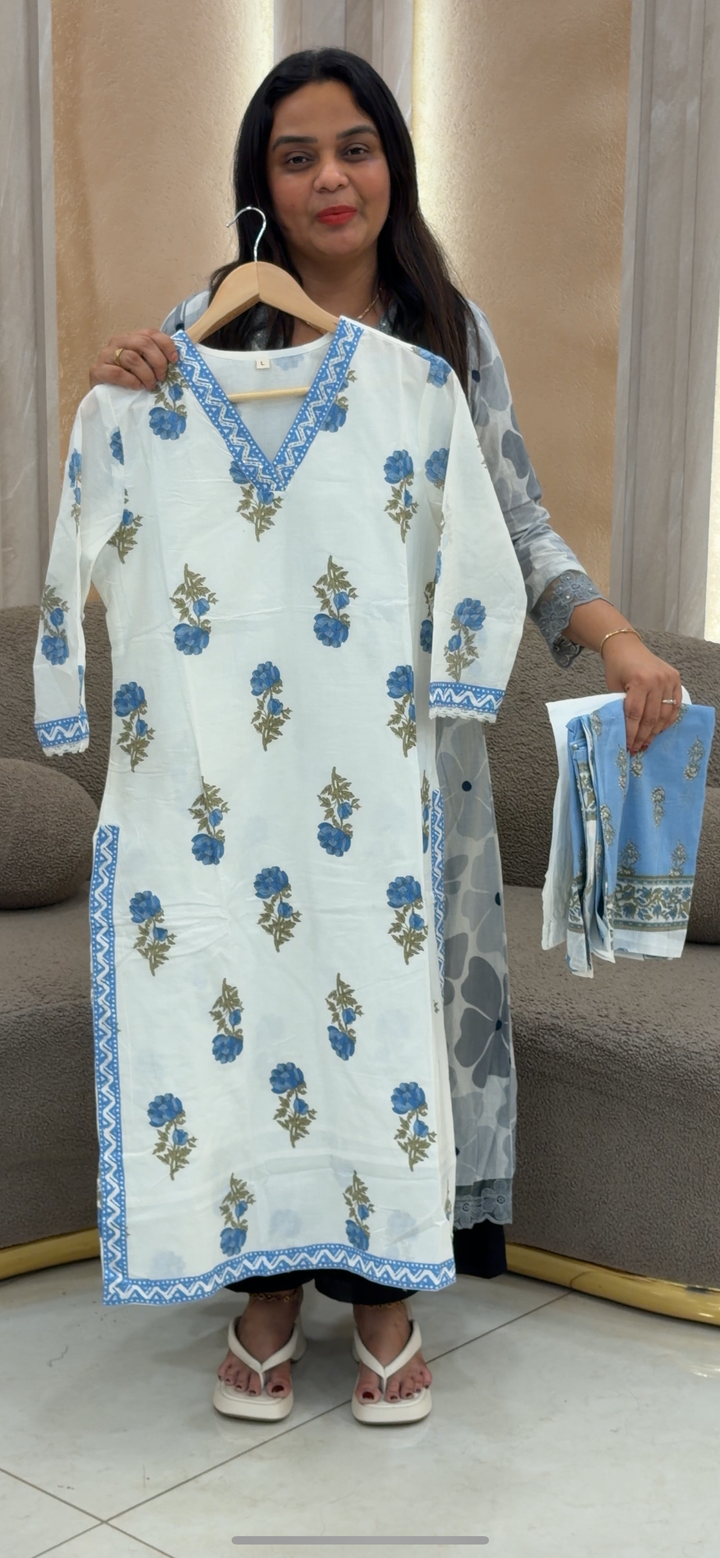 COTTON PRINTED TOP, BOTTOM AND DUPATTA - NUWA - 449