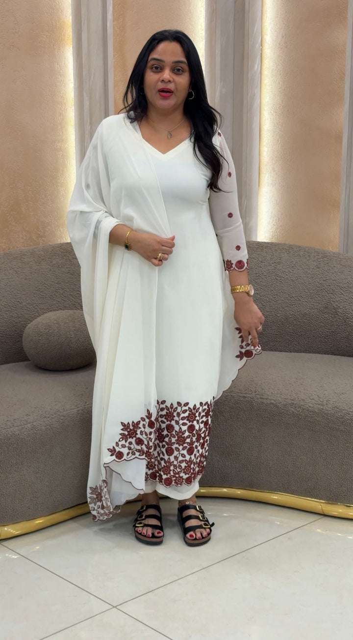 FAUX GEORGETTE UNSTITCHED SALWAR SUITS - NUWA- 1750
