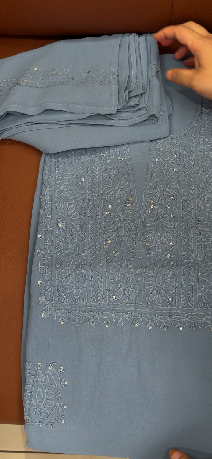 CHIKANKARI UNSTITCHED SALWAR SUITS - NUWA - 1958