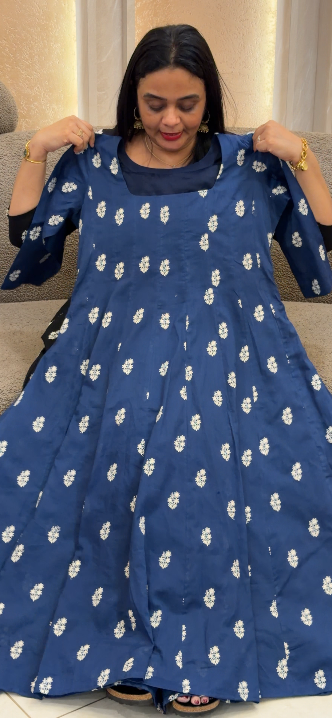 MUL MUL COTTON LONG ANARKALI TOPS  - NUWA - 1650