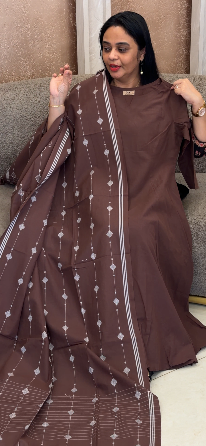 HANDLOOM COTTON TOP, BOTTOM AND DUPATTA - NUWA - 2266