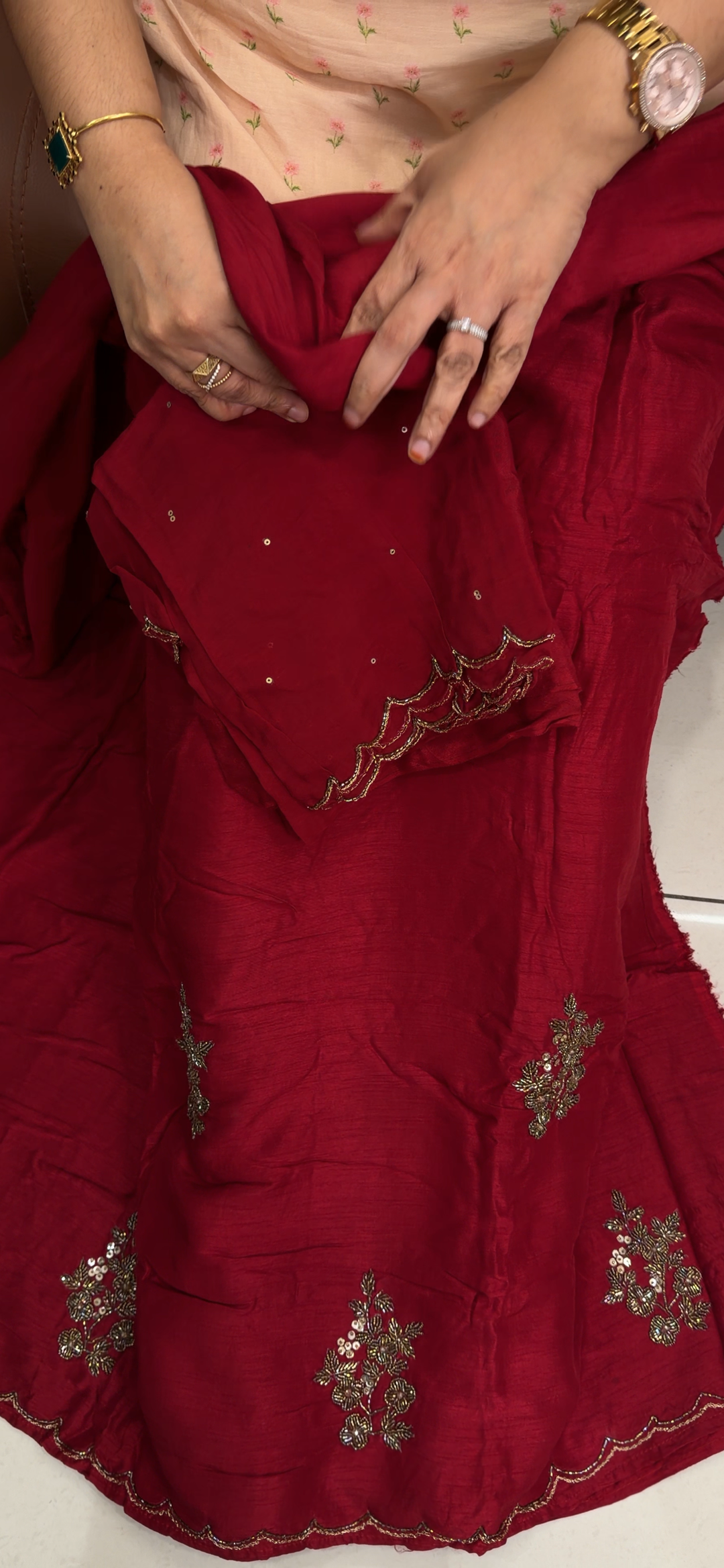 HAND WORKED UNSTITCHED SALWAR SUITS - NUWA - 1817