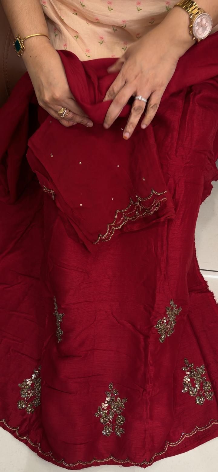 HAND WORKED UNSTITCHED SALWAR SUITS - NUWA - 1817