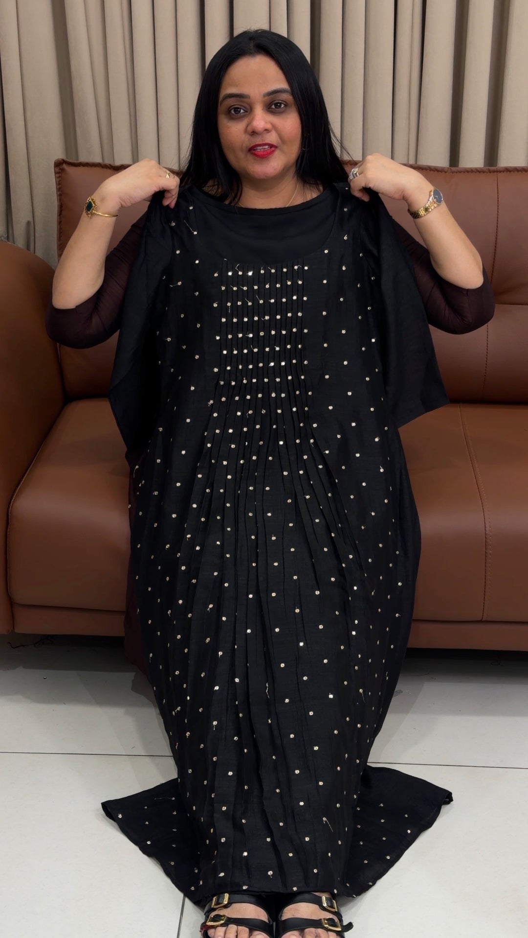 IN-HOUSE SEMI RAW SILK SLITTED TOPS -  NUWA-1912