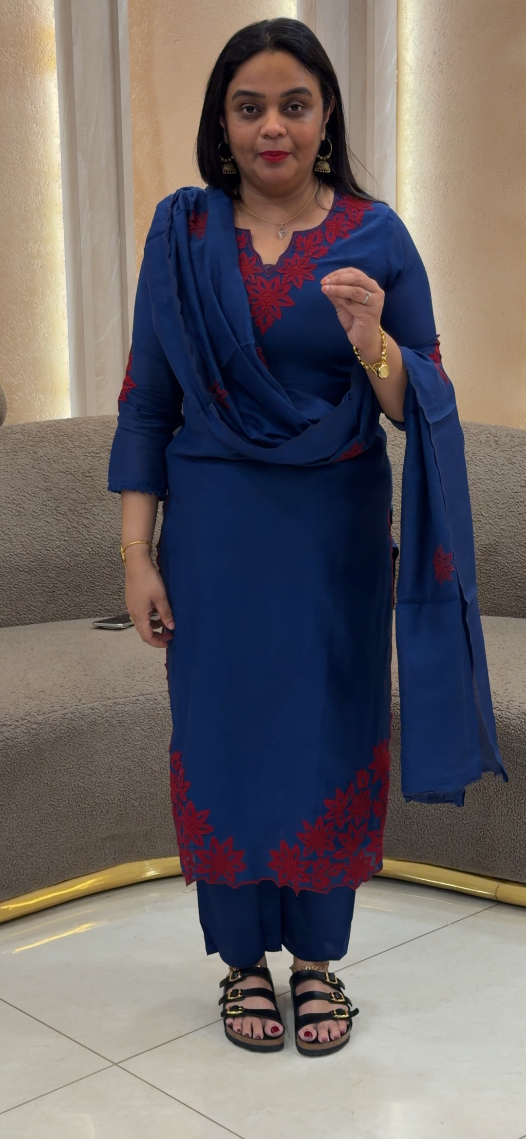 MALAI CHANDERI TOP, BOTTOM AND DUPATTA - NUWA - 1646