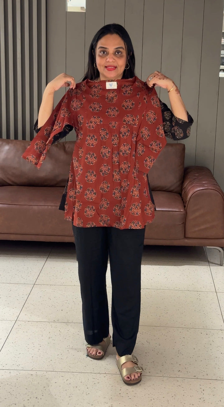 COTTON PRINTED SHORT TOPS - NUWA-649