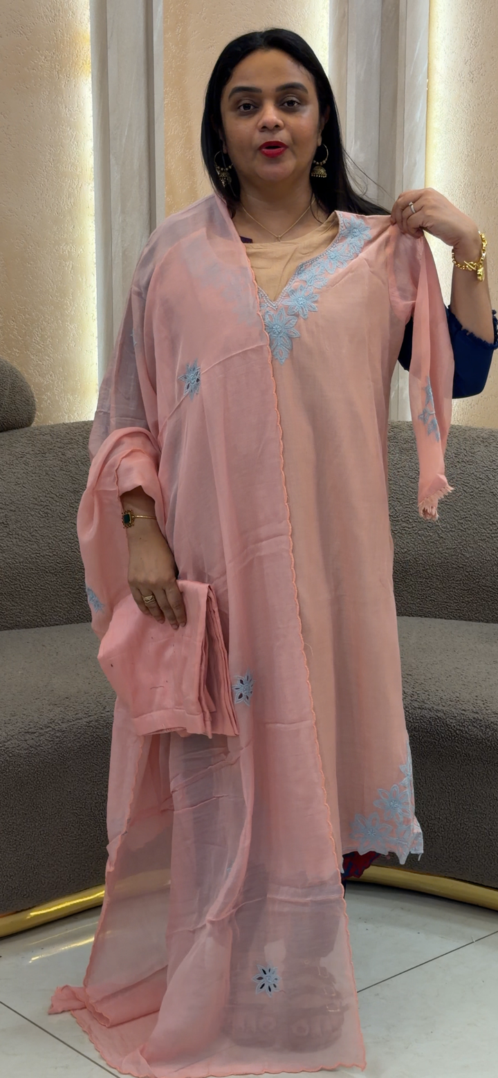 MALAI CHANDERI TOP, BOTTOM AND DUPATTA - NUWA - 1646