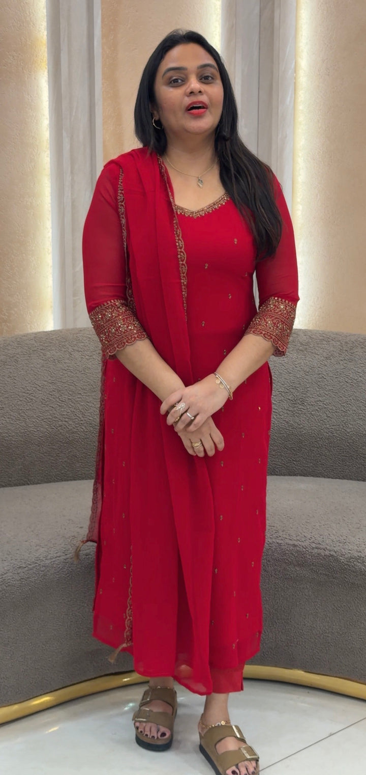 FAUX GEORGETTE UNSTITCHED SALWAR SUITS - NUWA-1167