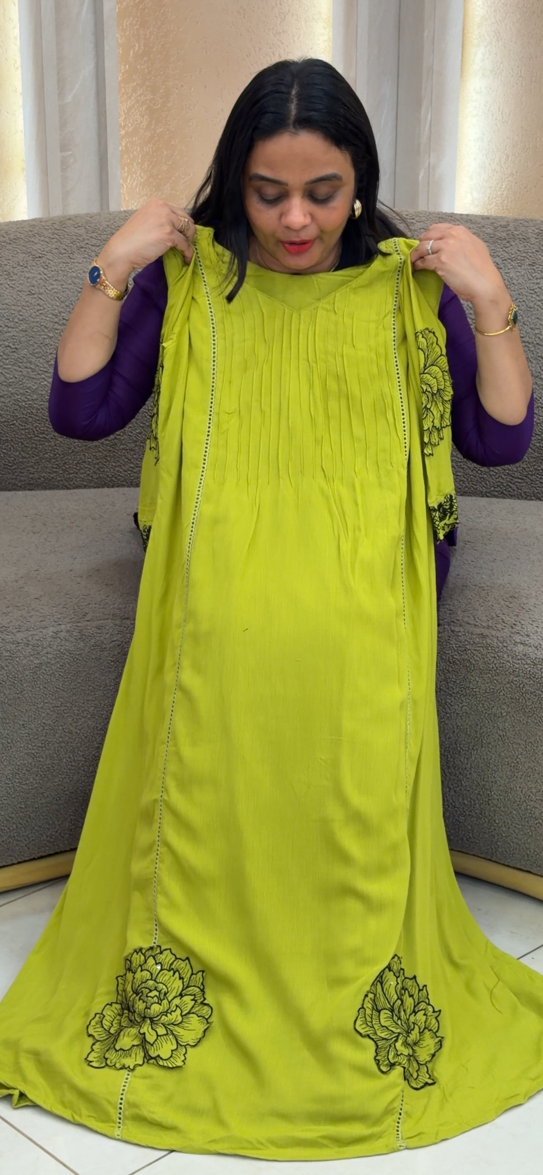 CRUSHED RAYON LONG ALINE TOPS - NUWA- 1406