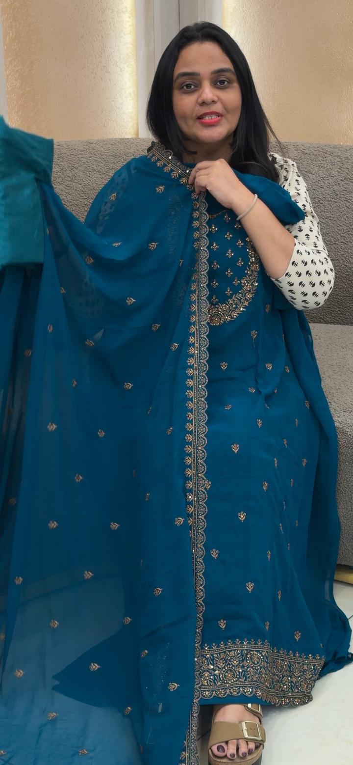 FAUX GEORGETTE UNETITCHED SALWAR SUITS - NUWA - 1057