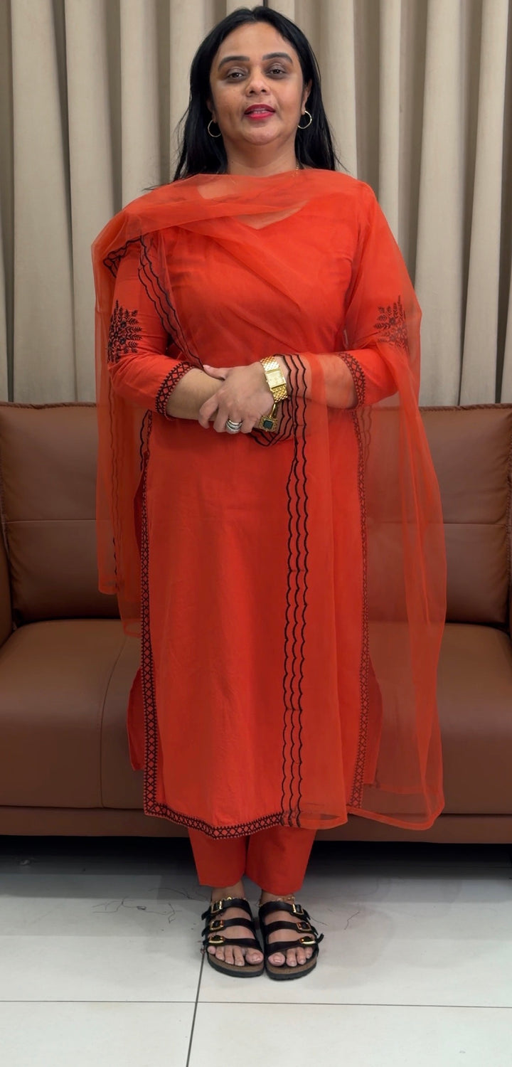 COTTON LINEN TOP,BOTTOM AND DUPATTA - NUWA-2165