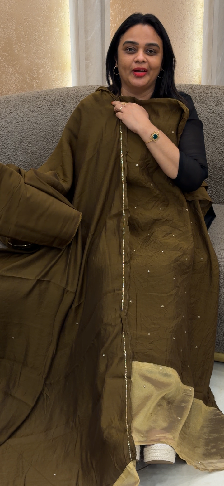 SOFT MUL CHANDERI UNSTITCHED SALWRA SUITS - NUWA - 1356