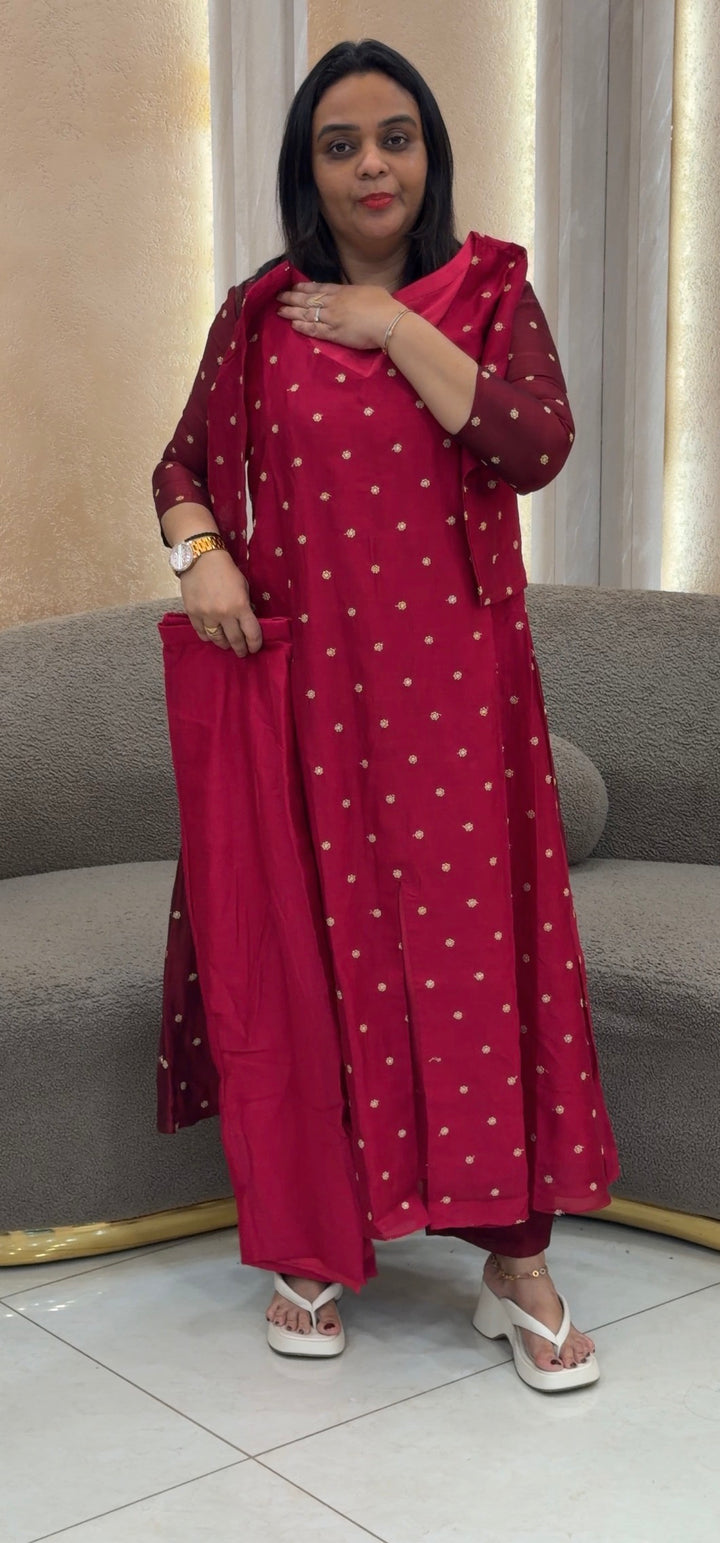 SEMI RAW SILK CO-ORDS SETS - NUWA-1147