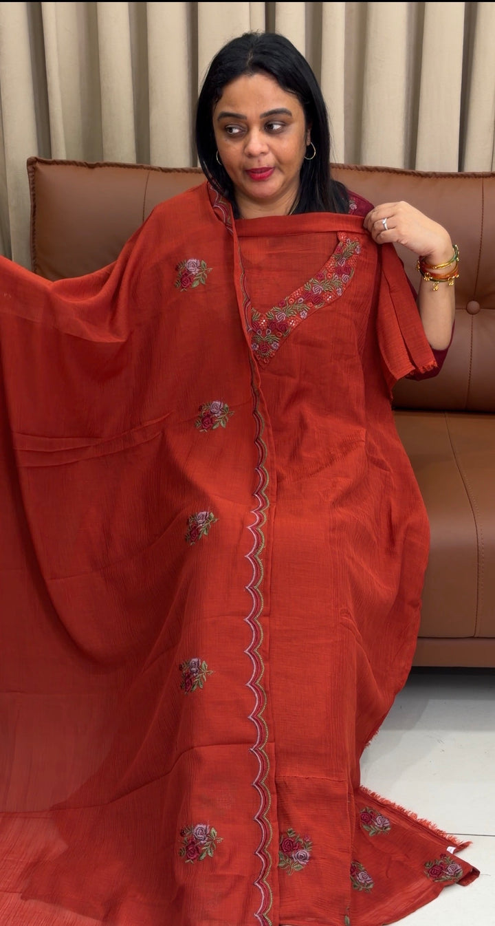 MUL CRUSH UNSTITCHED SALWAR SUITS - NUWA-1578