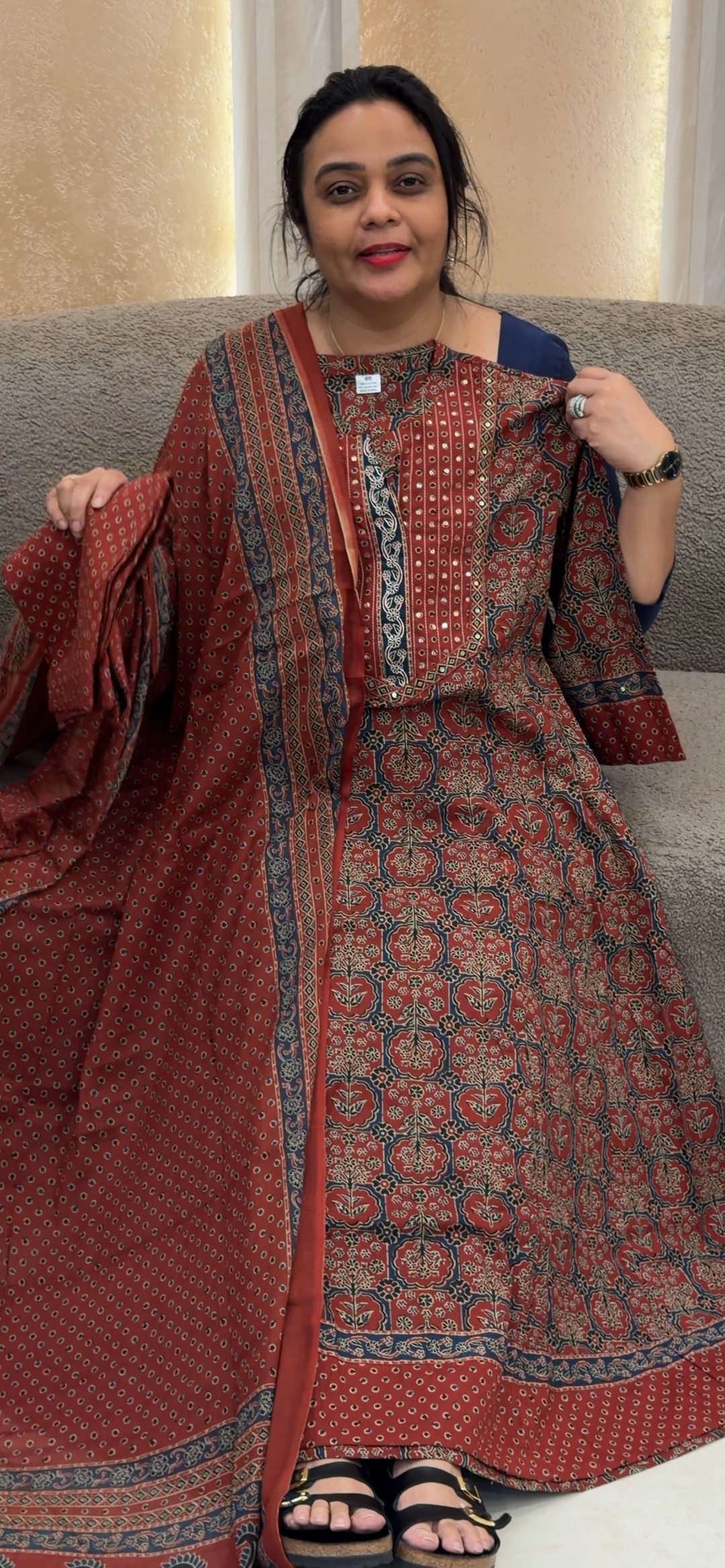AJRAKH PRINTED TOP, BOTTOM AND DUPATTA - NUWA - 2048