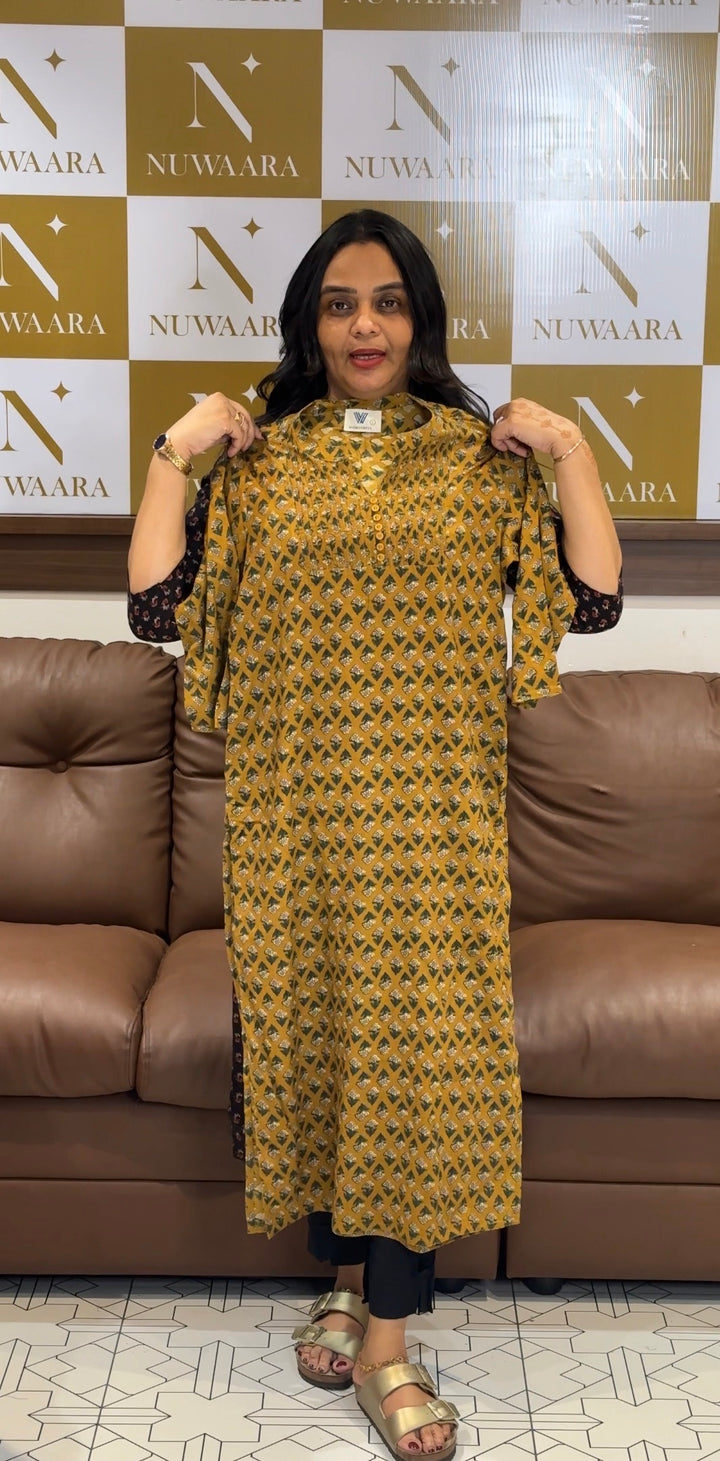 PRINTED COTTON SLITTED TOPS - NUWA-763