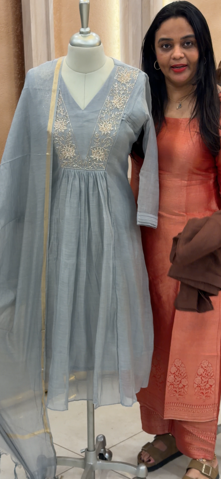 MALAI CHANDERI TOP, BOTTOM AND DUPATTA - NUWA - 1105