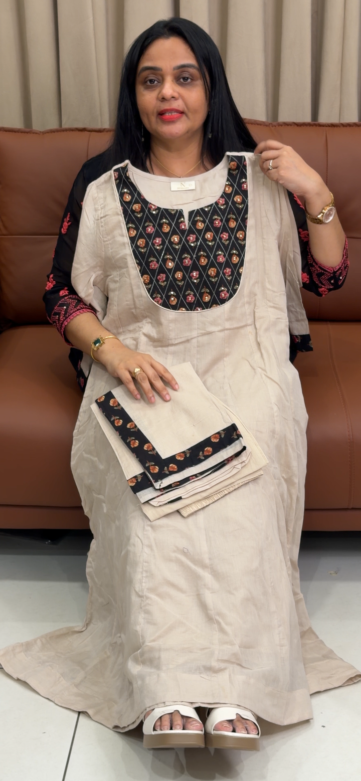 COTTON ANARKALI TOP, BOTTOM AND DUPATTA - NUWA - 2229