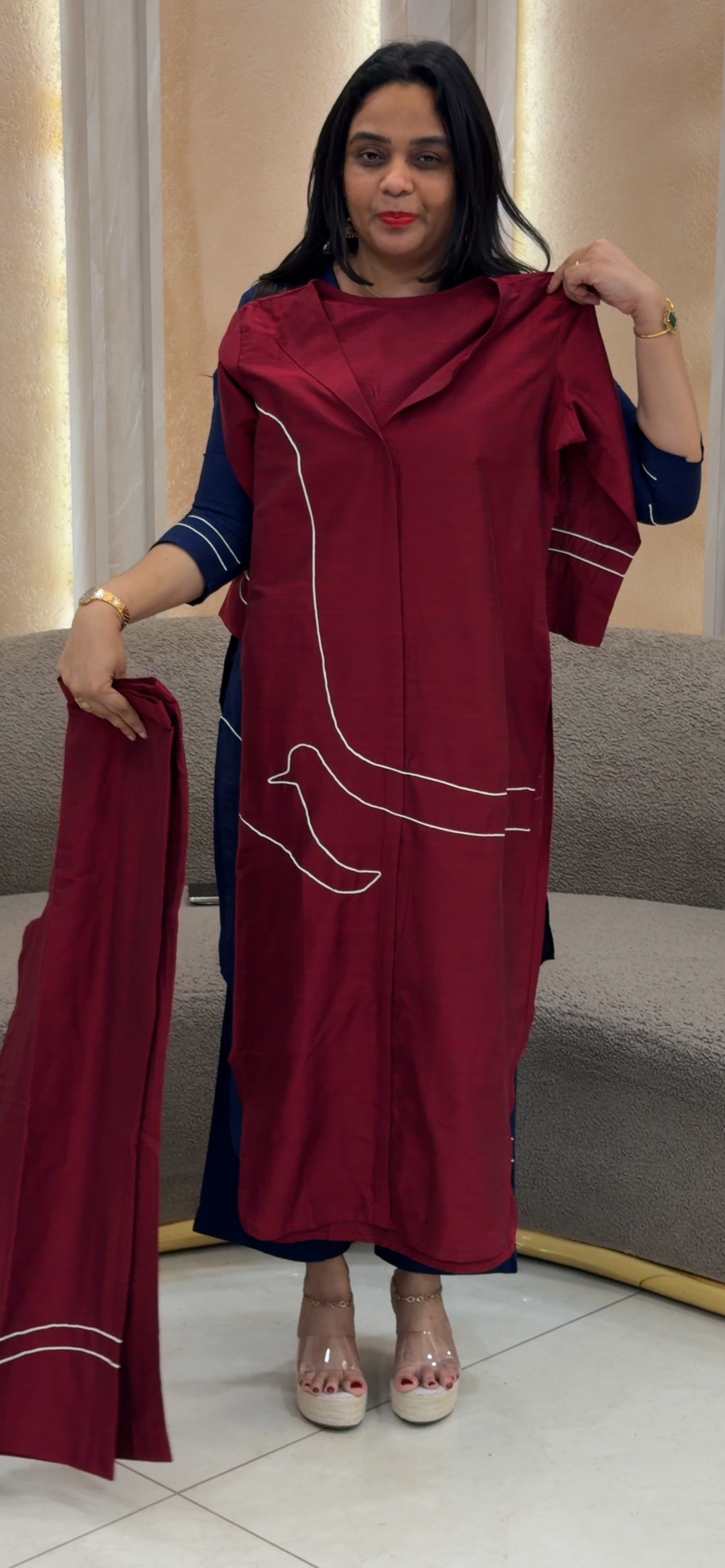 IN-HOUSE SLUB SILK CO-ORDS SETS - NUWA - 1433