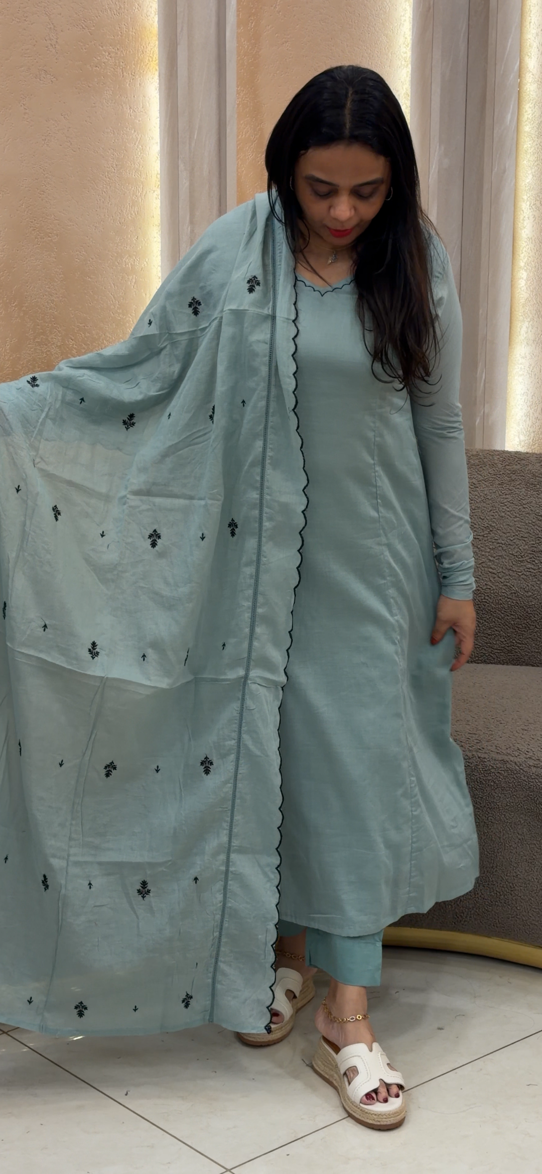 MUL MUL TOP, BOTTOM AND DUPATTA - NUWA - 1297