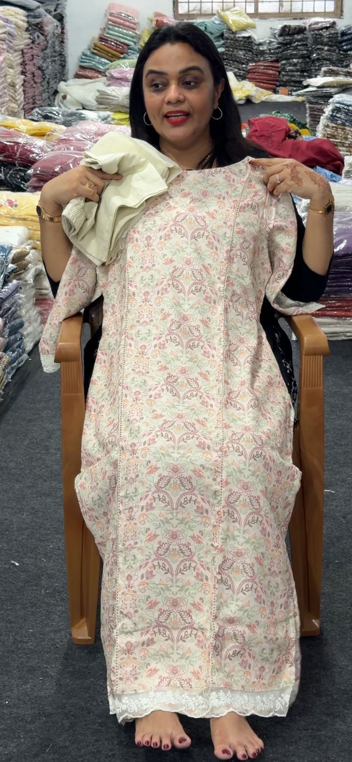 PRINTED LINEN TOP, BOTTOM AND DUPATTA - NUWA - 1242