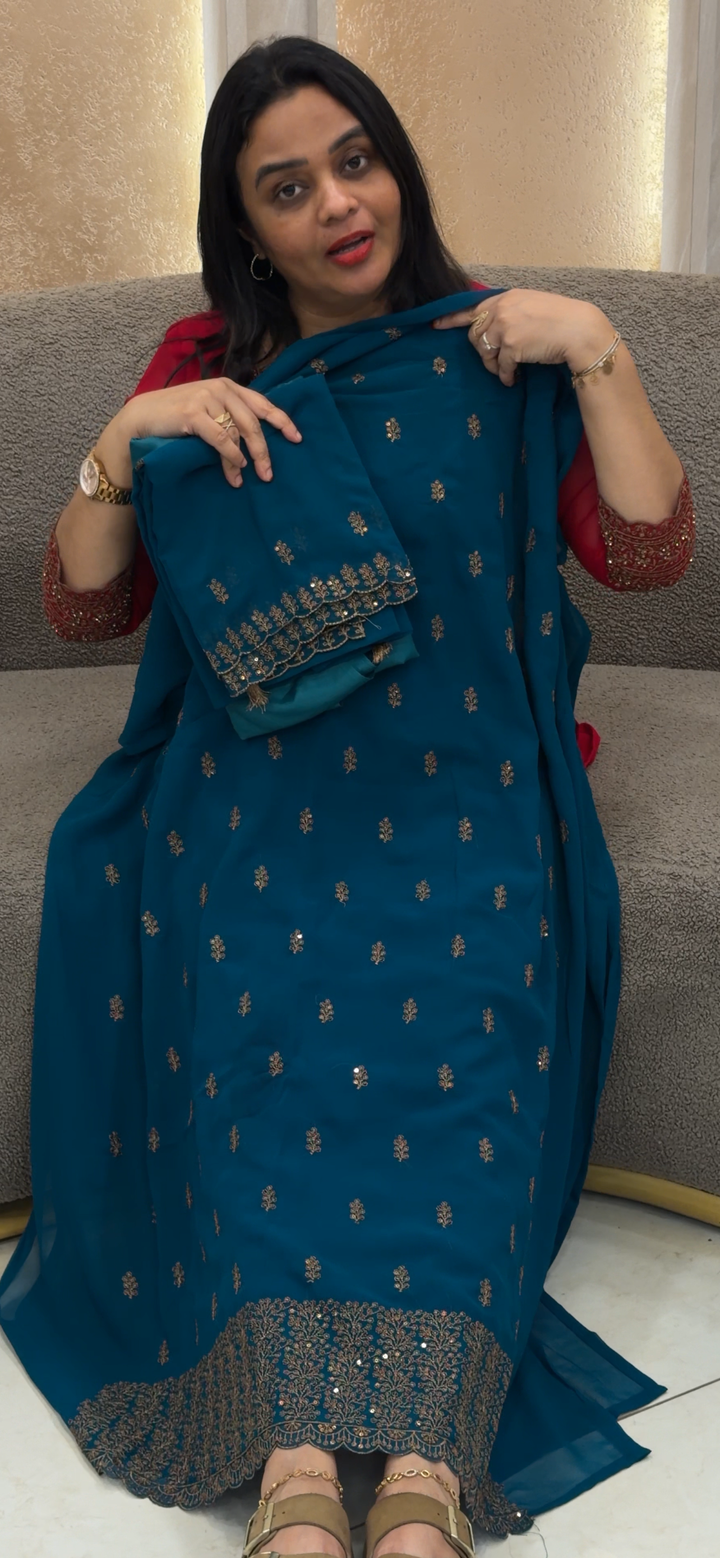 FAUX GEORGETTE UNSTITCHED SALWAR SUITS - NUWA - 1175