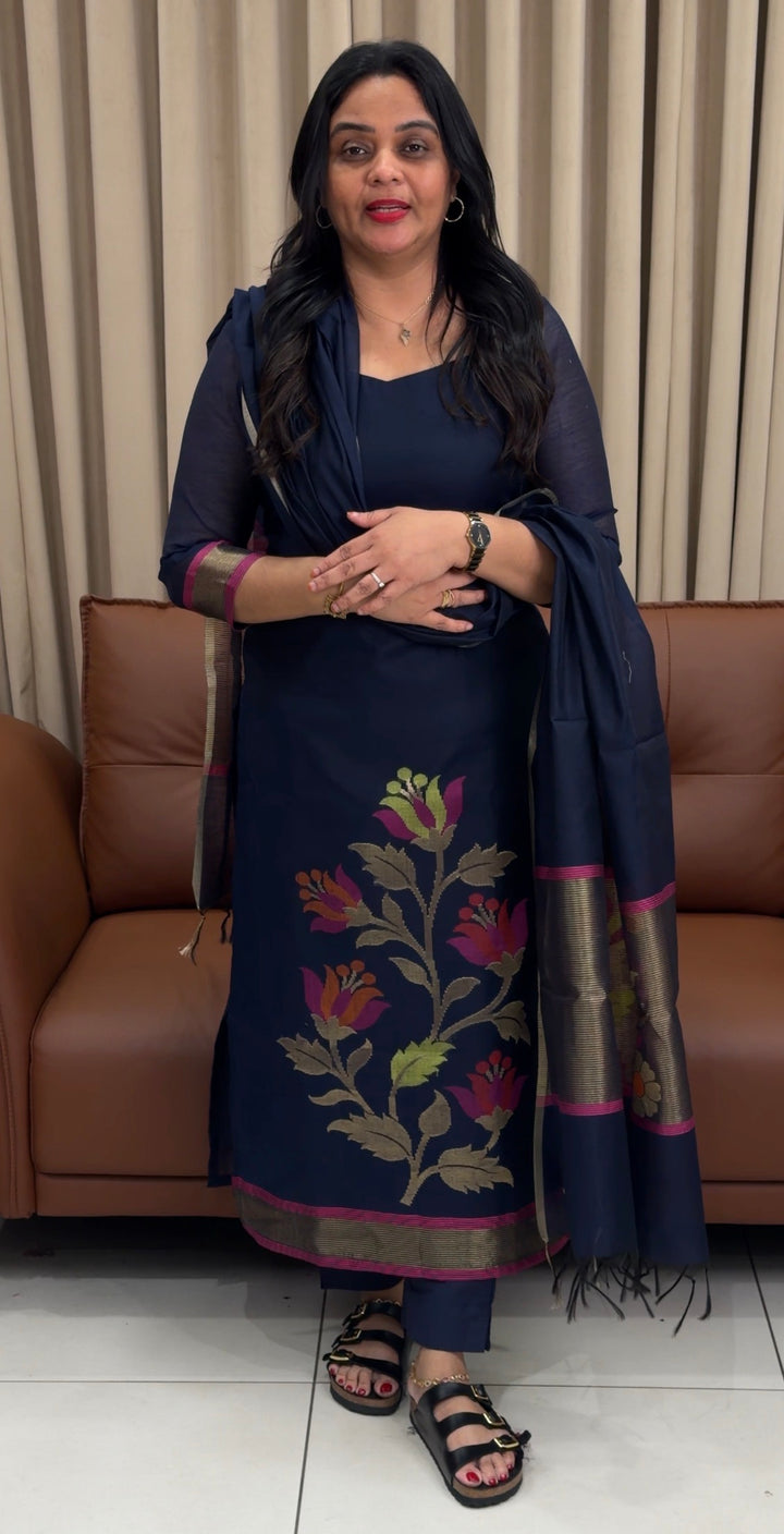 SEMI LINEN UNSTITCHED SALWAR SUITS - NUWA-1711