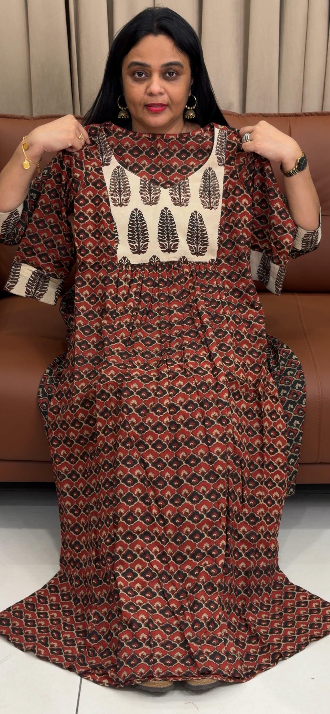 IN-HOUSE PRINTED LONG ALINE TOPS - NUWA - 2367