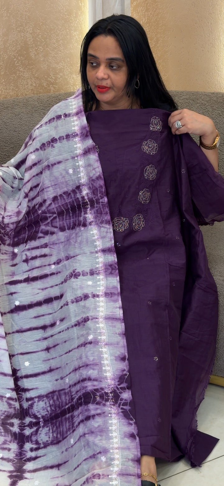 MALAI CHANDERI UNSTITCHED SALWAR SUITS - NUWA - 2127