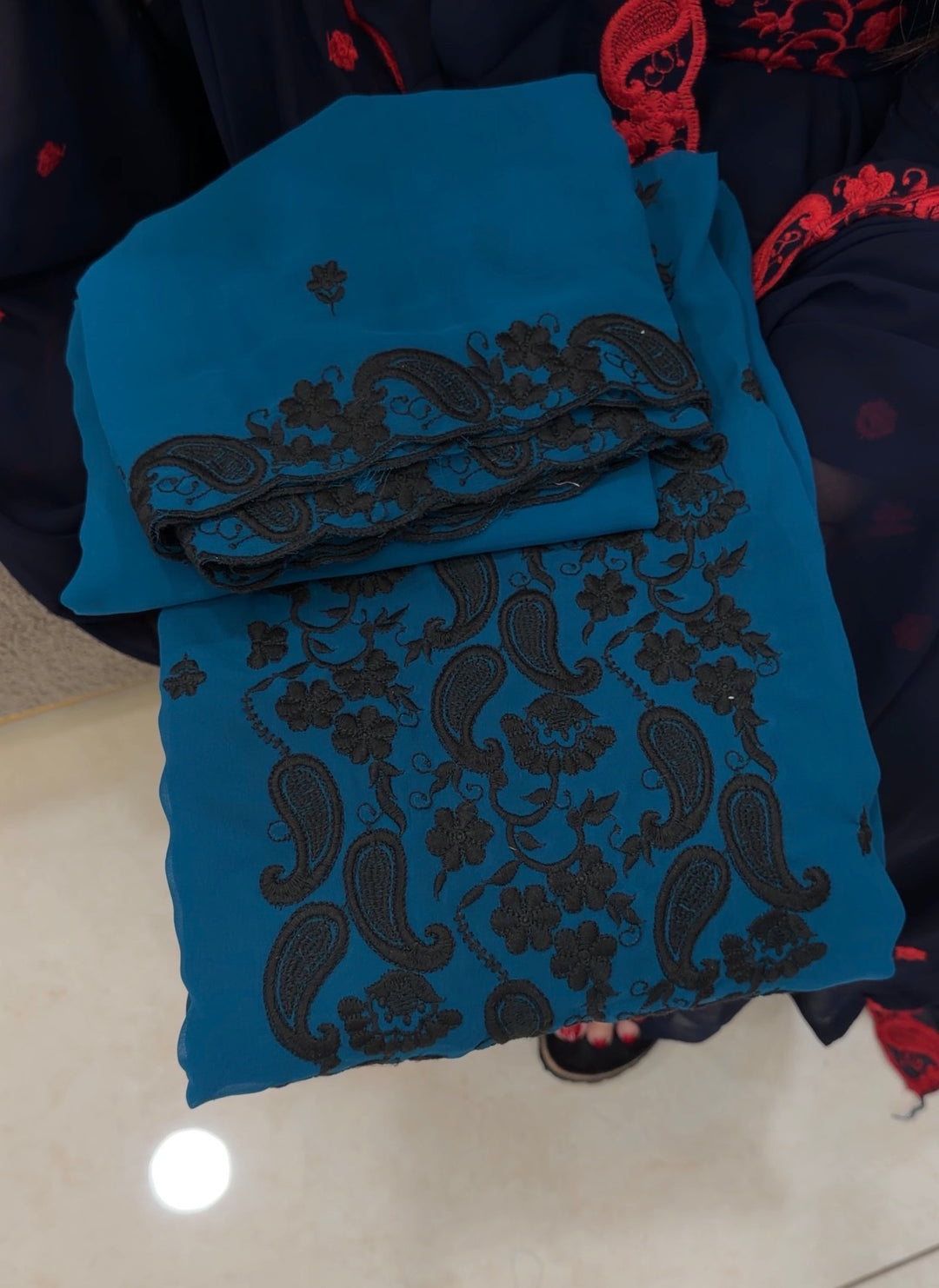 IN-HOUSE FAUX GEORGETTE TOP,BOTTOM AND DUPATTA - IHA 1664