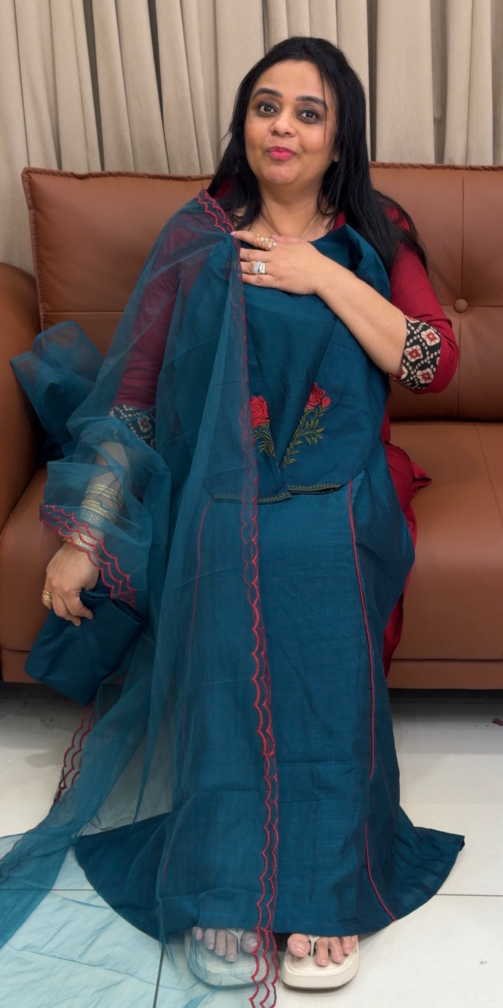 SEMI RAW SILK TOP,BOTTOM AND DUPATA - NUWA-2008