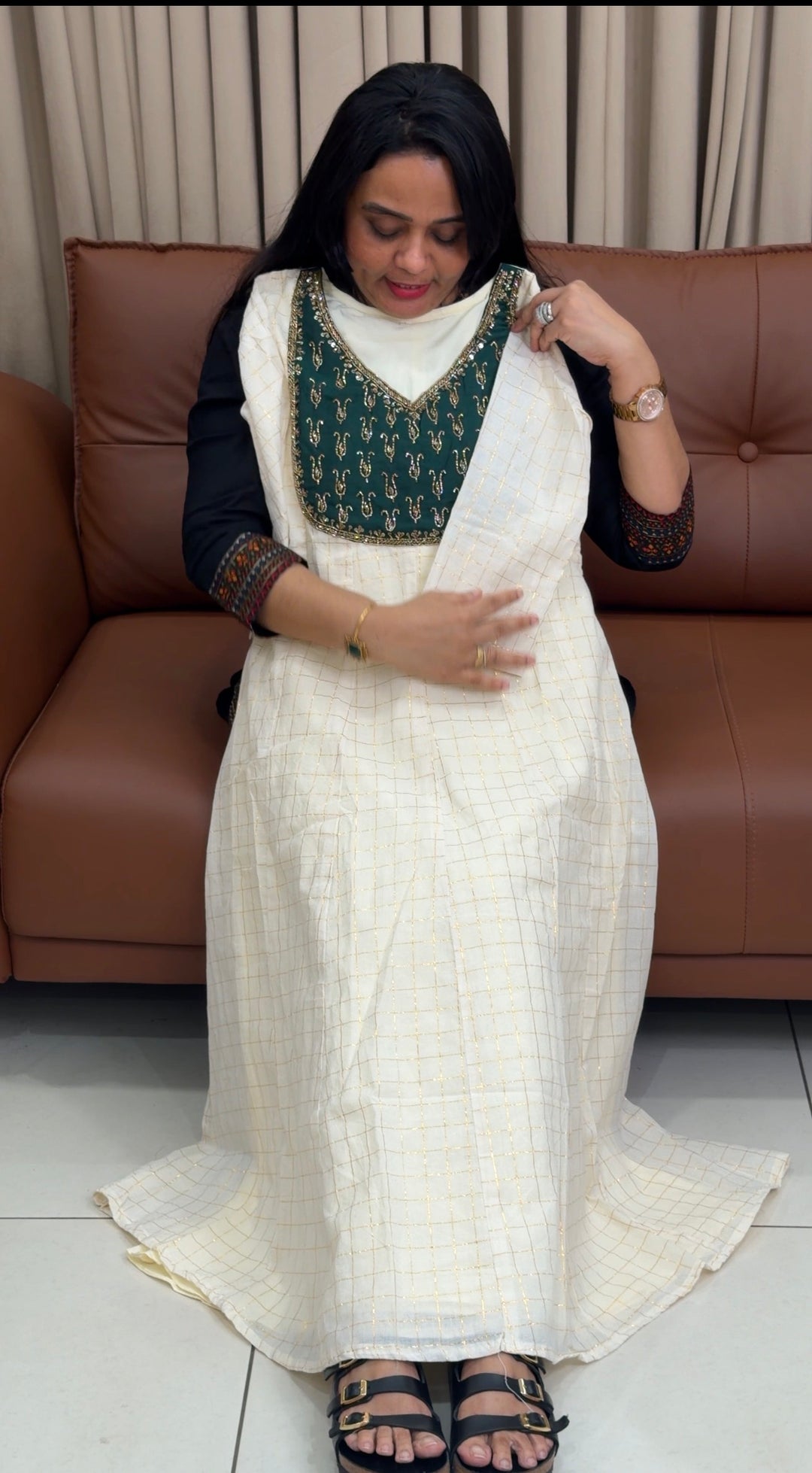HANDLOOM ANARKALI TOPS - NUWA-1929