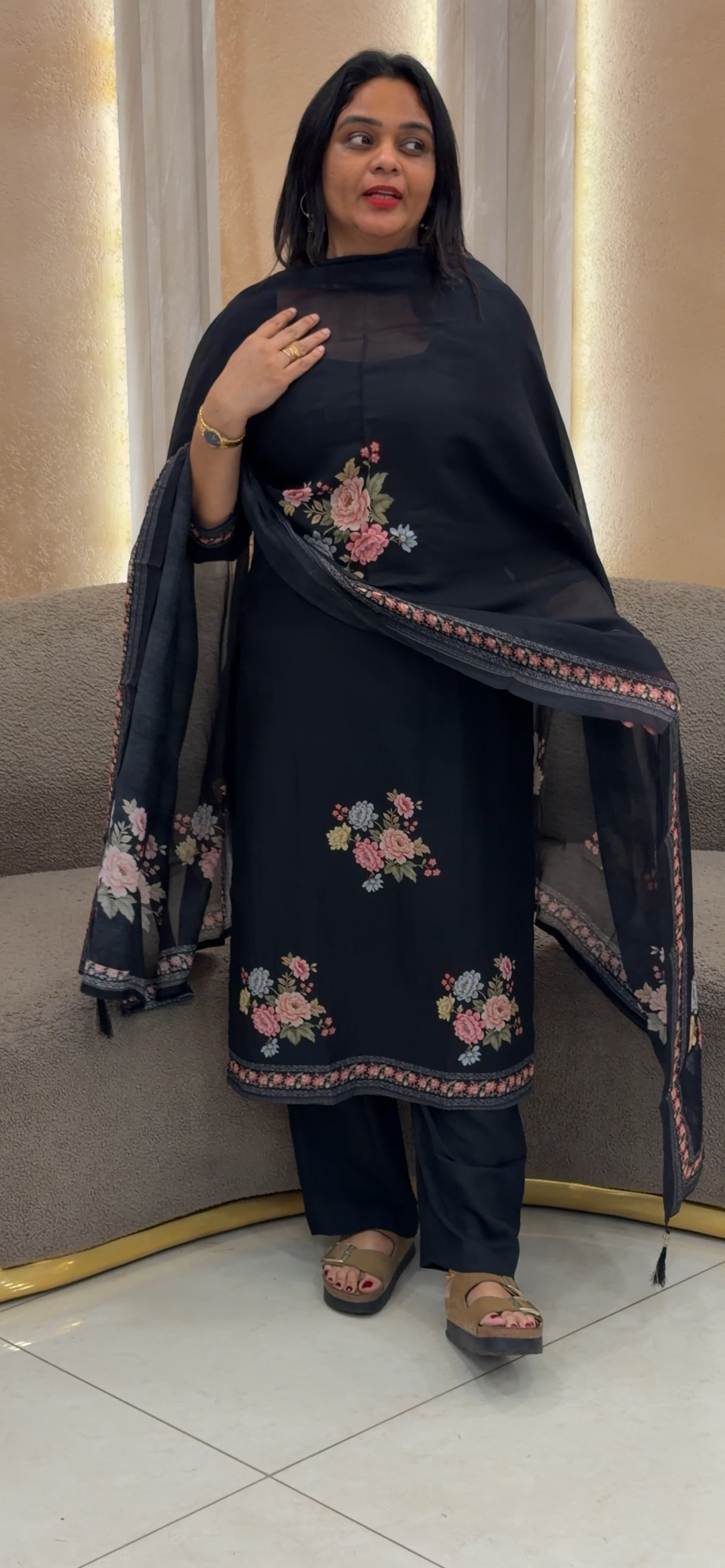 MALAI CHANDERI TOP, BOTTOM AND DUPATTA - NUWA - 1460