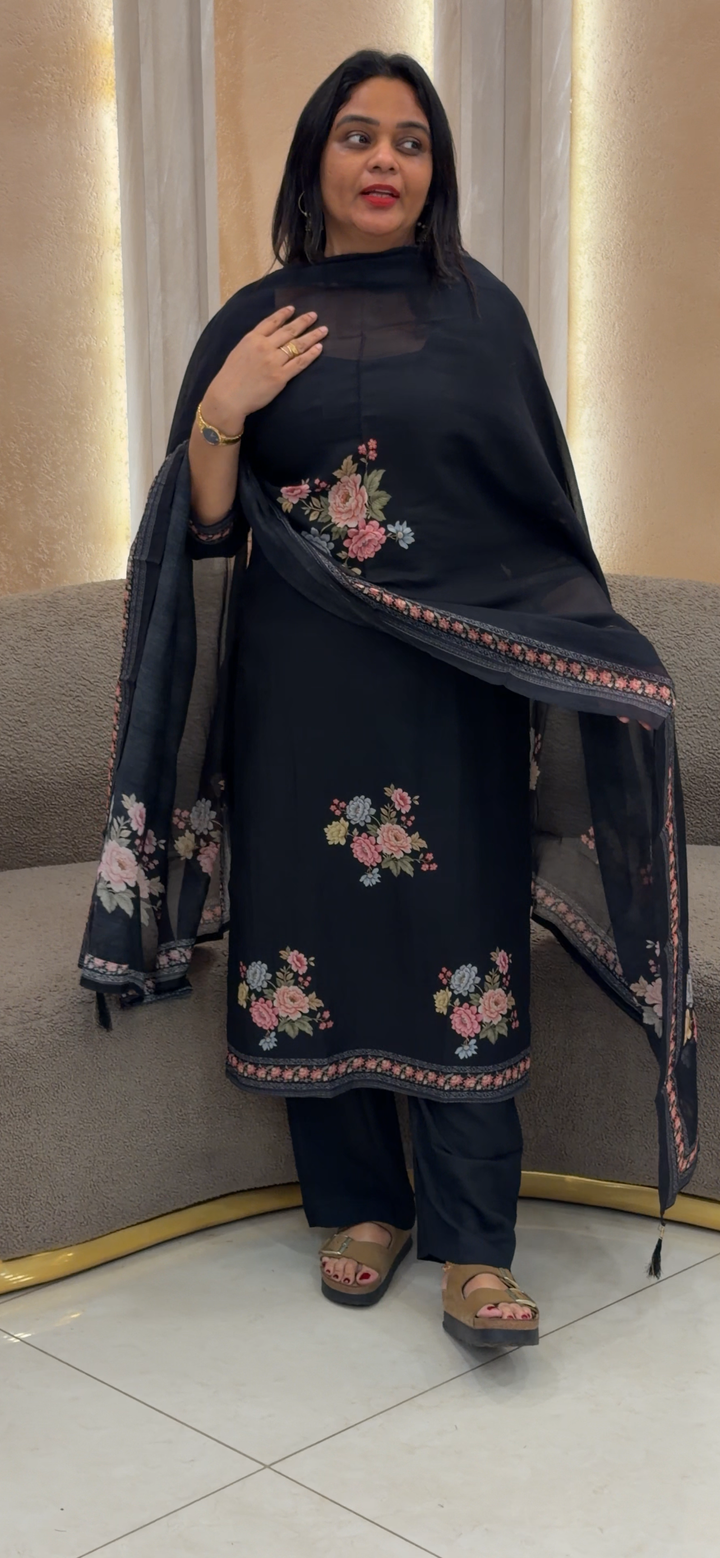 MALAI CHANDERI TOP, BOTTOM AND DUPATTA - NUWA - 1460