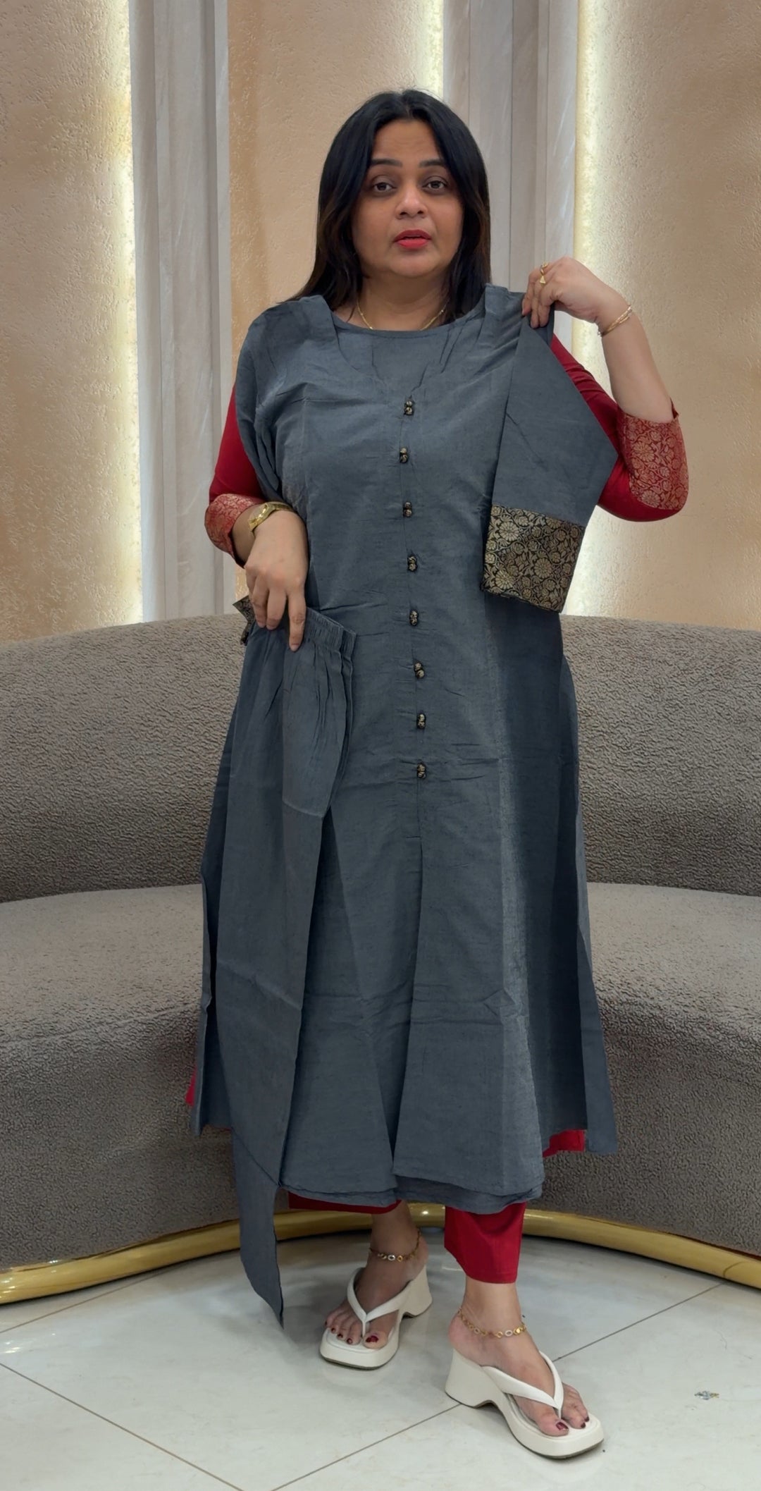 SEMI RAW SILK CO-ORDS SETS - NUWA-195