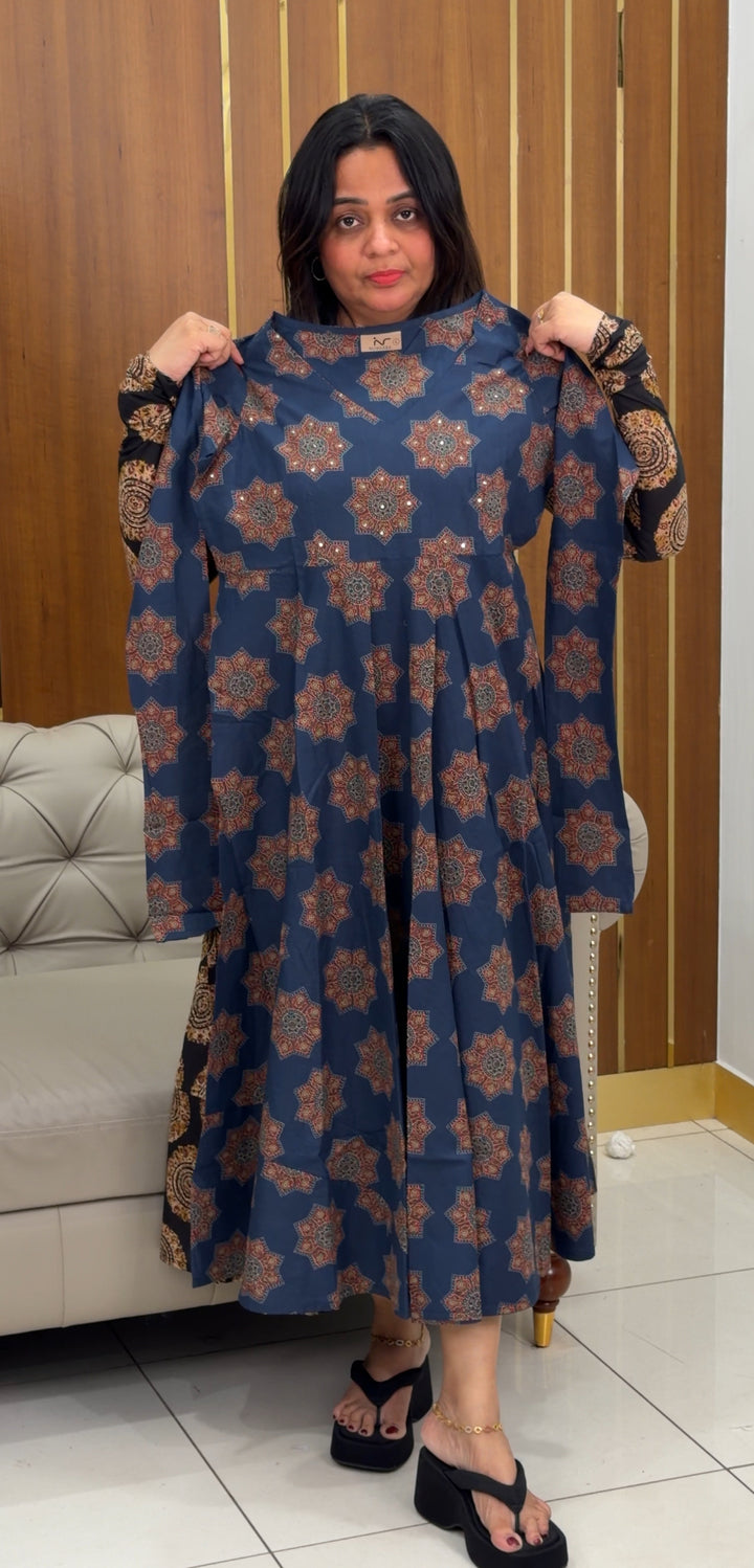 AJARKH PRINTED ANARKALI TOPS - NUWA-873