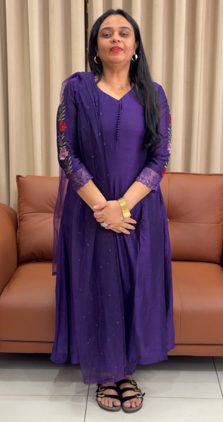 SEMI RAW SILK ALINE TOP,BOTTOM AND DUPATTA - NUWA-2181