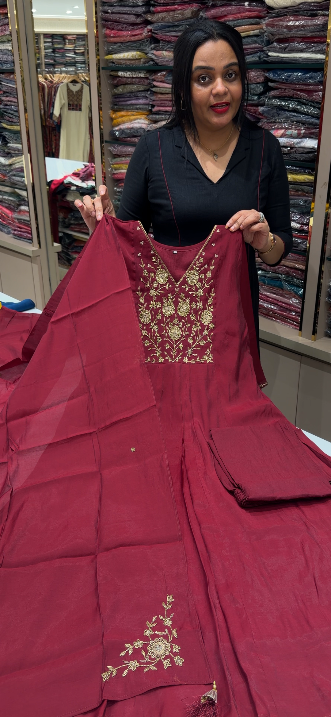 MALAI CHANDERI TOP, BOTTOM AND DUPATTA - NUWA - 1884