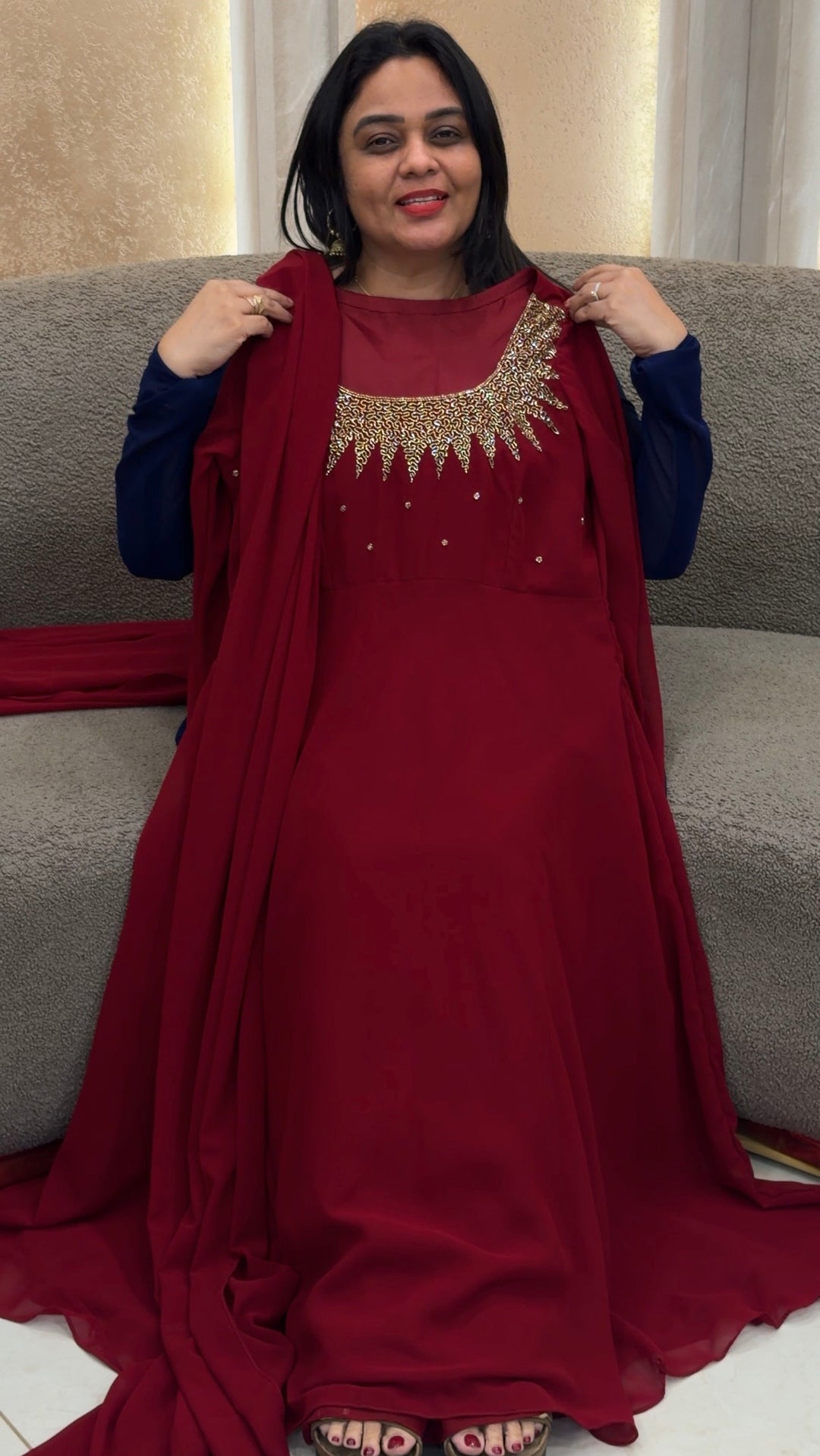IN-HOUSE PARTY WEAR ANARKALI TOP AND DUPATTA - IHA 1458