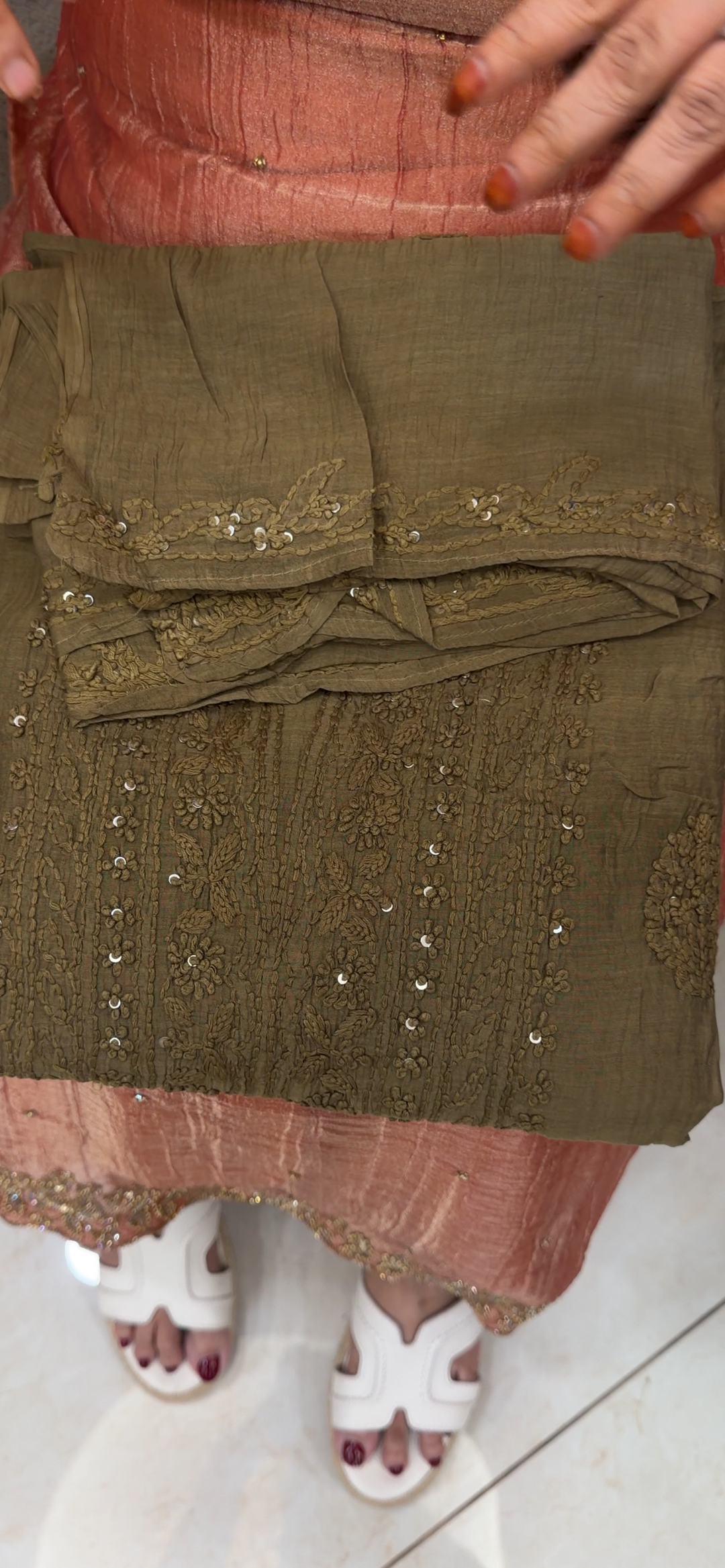 CHIKANKARI UNSTITCHED SALWAR SUITS - NUWA - 1305