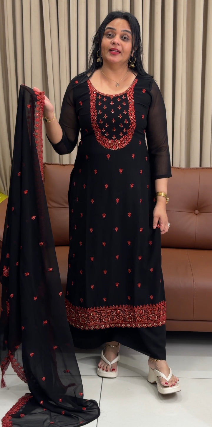 FAUX GEORGETTE UNSTITCHED SALWAR SUITS - NUWA-1848