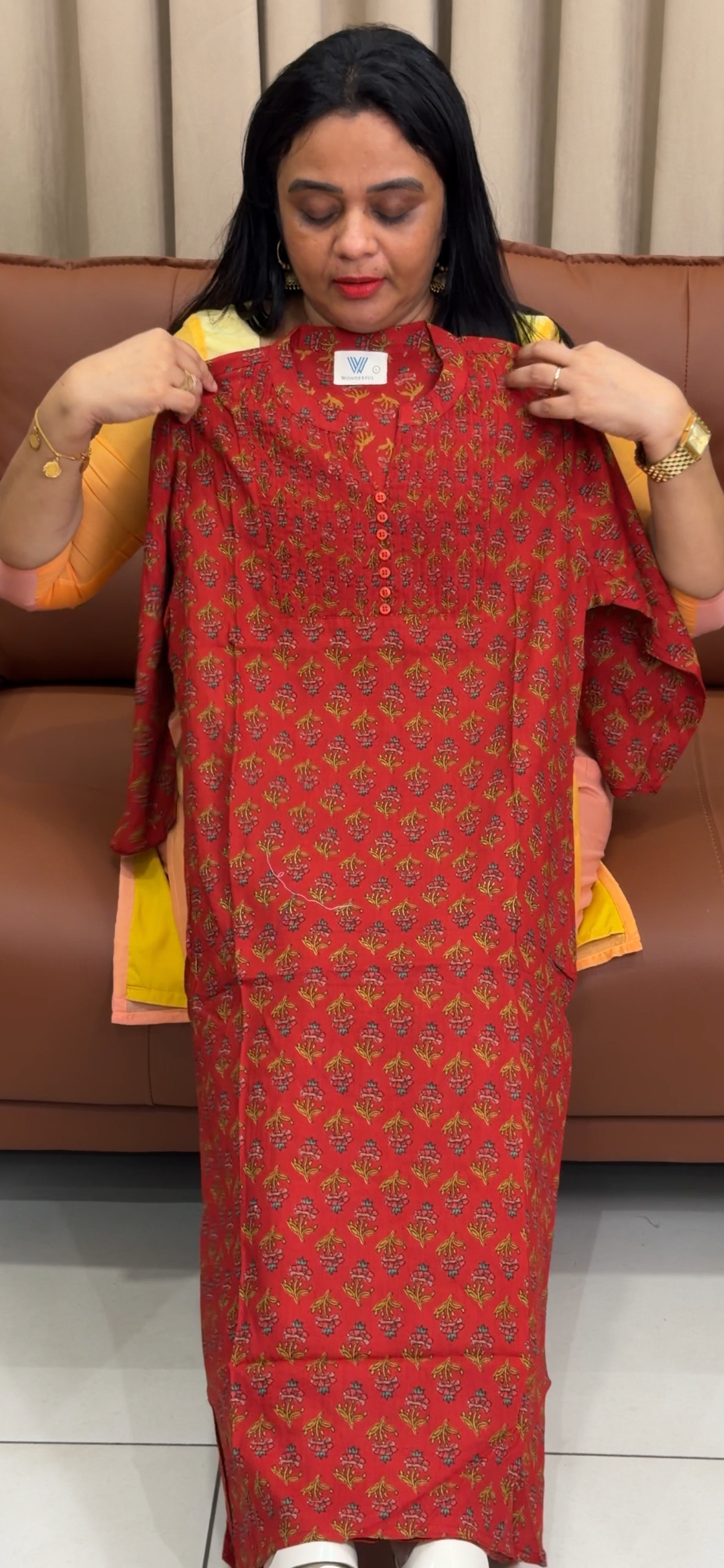 OFFER SALE AJRAKH PRINTED LONG SLITTED TOPS - NUWA - 2386