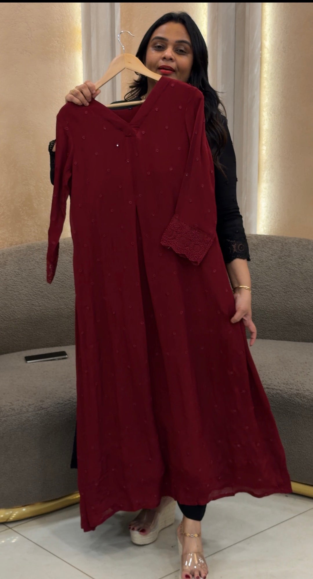 PLATINUM CHIFFON ALINE TOPS - NUWA-1193