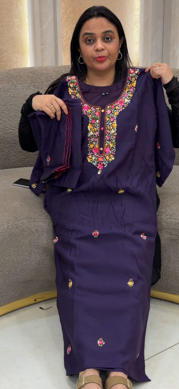 BANARASI MUL TOP, BOTTOM AND DUPATTA  - NUWA - 1110