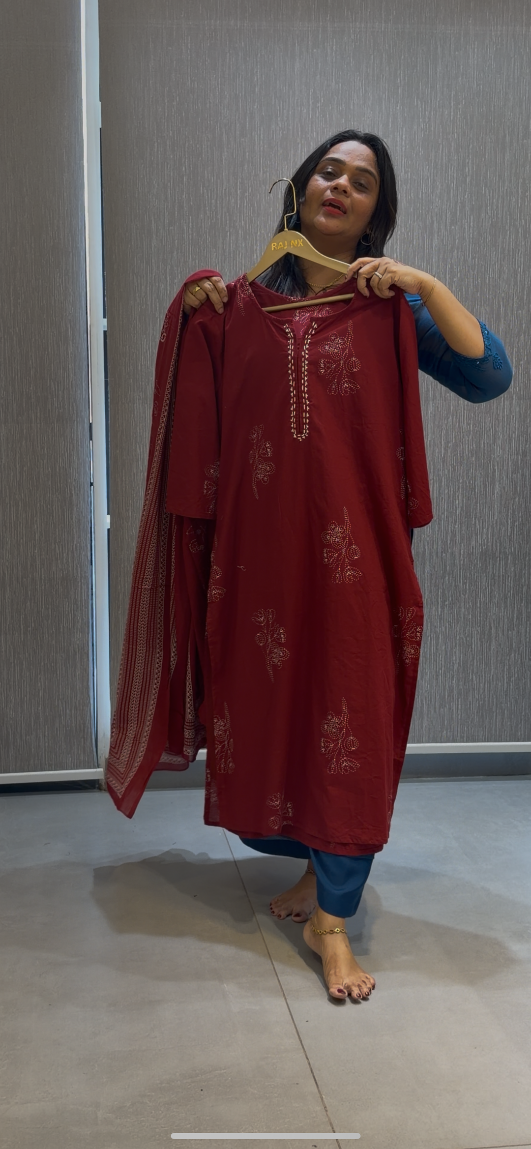 PRINTED COTTON TOP, BOTTOM AND DUPATTA - NUWA-291