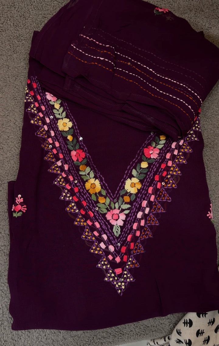 LUCKNOWI CHIKANKARI UNSTITCHED SALWAR SUITS - NUWA-1952