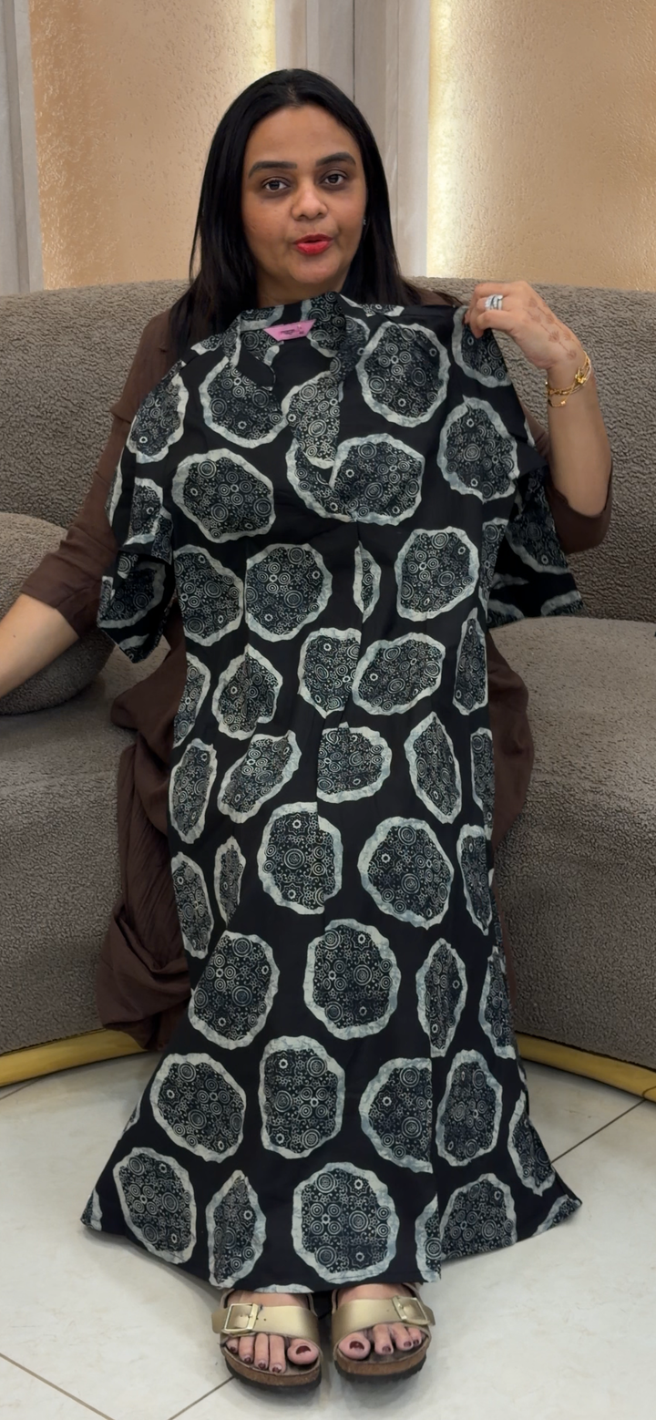 PRINTED COTTON LONG ALINE TOPS - NUWA - 819