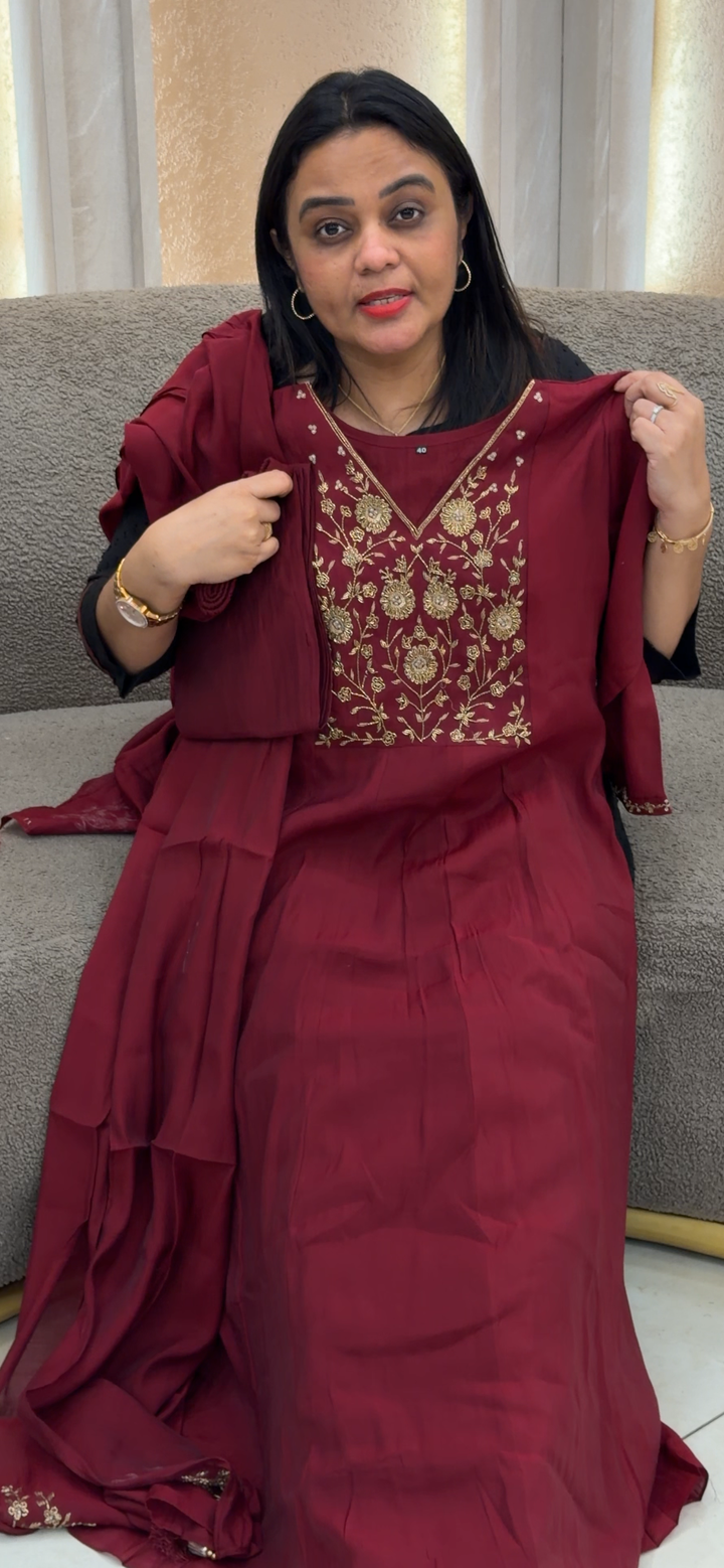 MUL CHANDERI TOP, BOTTOM AND DUPATTA - NUWA - 1111